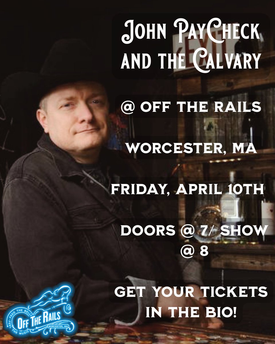 APayCheckLife's tweet photo. John PayCheck and the Calvary are bringing the energy to @offtherailsworcester Off the Rails for a night of real country music you won't want to miss!
📍Worcester, MA
🗓️Friday, April 10th
Get your tickets now: https://t.co/56JMSdKwC2
Follow me on Bands in Town (link in Bio) https://t.co/YyEgaCKWea