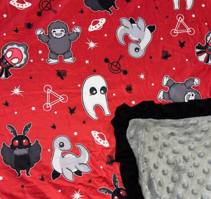 New Creepy Cryptids Large Snuggle Blanket now available on LKB's website 38" x 74" lkbboutique.com
#abdl