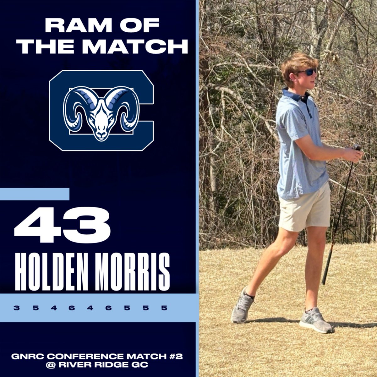 Tough day on the course, but Cleveland was led by Junior Holden Morris. Team score 179. Let's Go Rams!