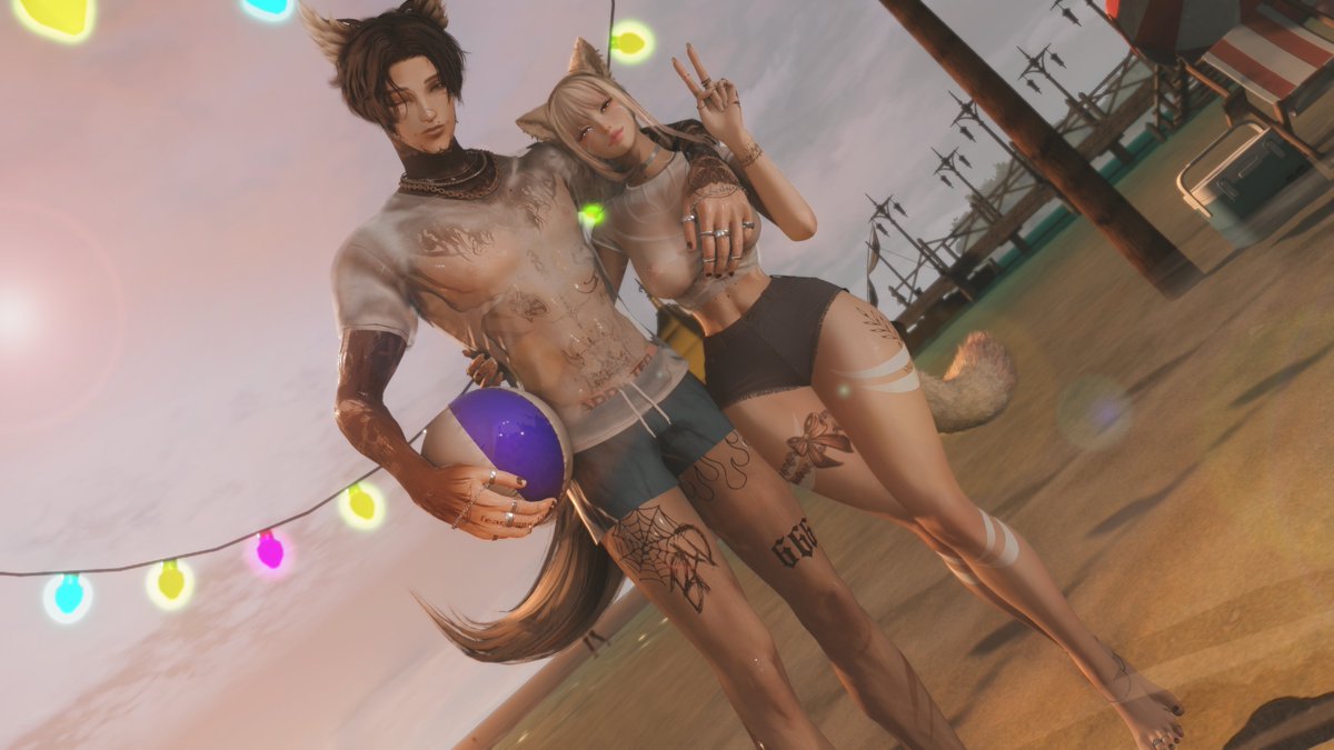 Beach day with <a href="/KhojinShinobu/">𝒦𝒽𝑜𝒿𝒾𝓃 ღ</a> . Never a dull moment 😼😼

#gposers #miqote