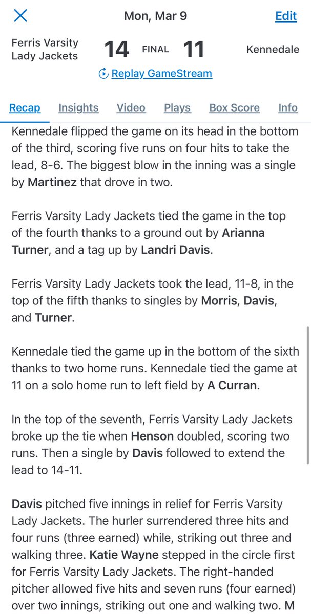 Ferris Softball tweet media