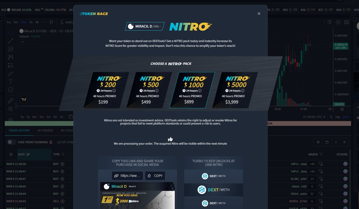 Humanevolvd's tweet photo. $Miracil D

Number 4 Dex Tools 

1000x Nitro on Dex Tool Added 

8yW8gpJh4BoXMTHPmt2JWT4XEoQqDEvMcea3WurNpump
https://t.co/2ethsuF2WB https://t.co/MnQVknmmB8