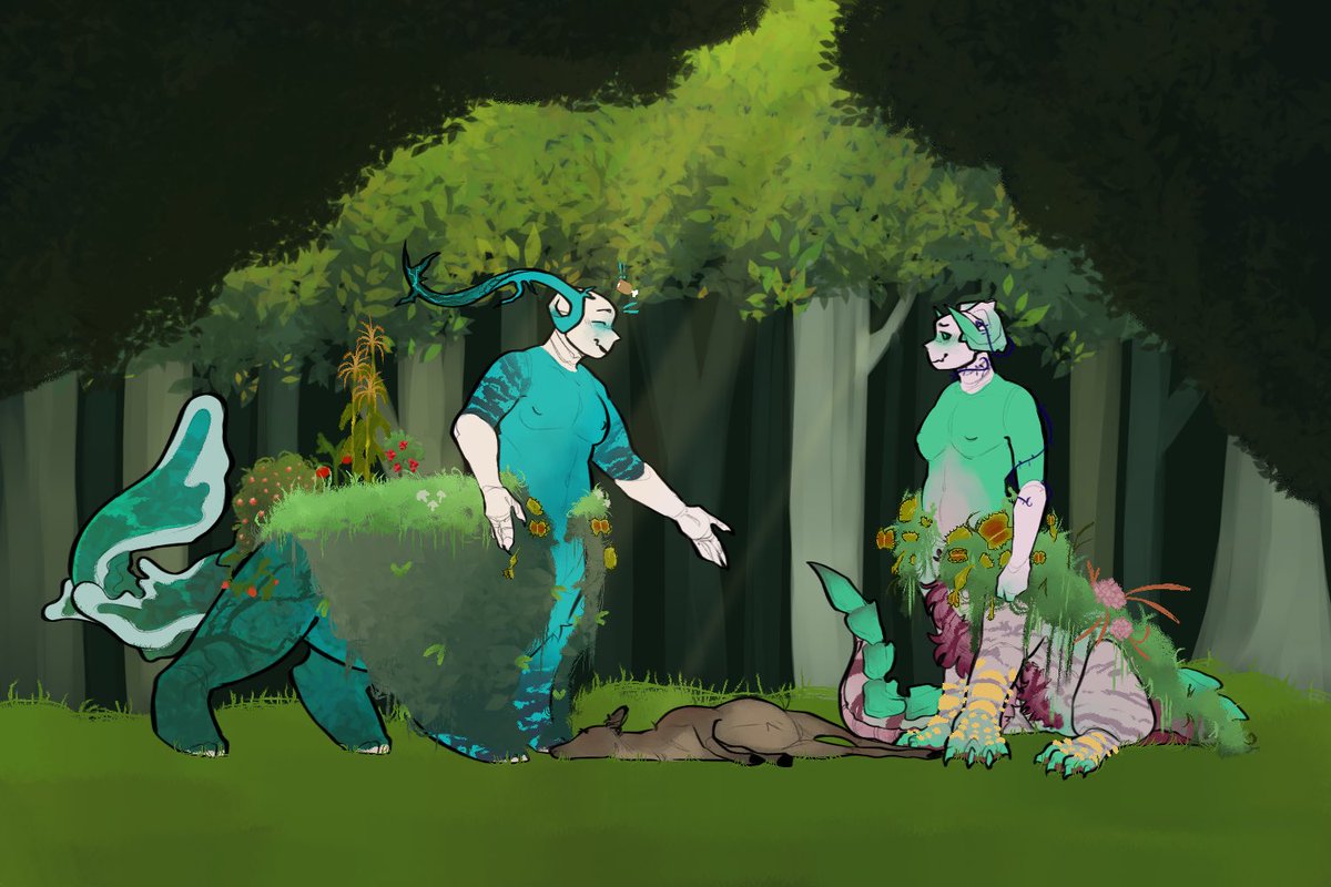 Just a dam feeding his his lovely mate

-# I own Crunchy (left) <a href="/RustedKaibutsu/">🔞Cannibal's Café🔞</a> owns Drosera (right)