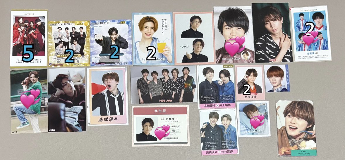 g_amts's tweet photo. @kcn_3104 かしこまりました。
当方14点提示させていただいているので、同数の14点を画像の💞で選ばせていただきました。
こちらと交換可能でしょうか？
ご検討の程よろしくお願いいたします。 https://t.co/txSbFYAP3V