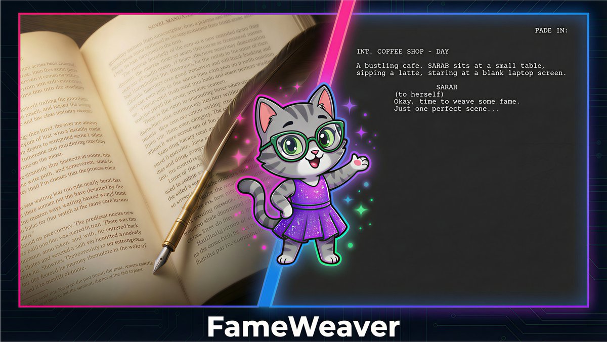 FameWeaverHQ's tweet photo. Imagine finishing your novel…
and turning it into a screenplay in minutes.
That’s Scriptify.
Now inside the FameWeaver beta.
#FameWeaverBeta #Scriptify #ForWriters https://t.co/WGsxinNE81