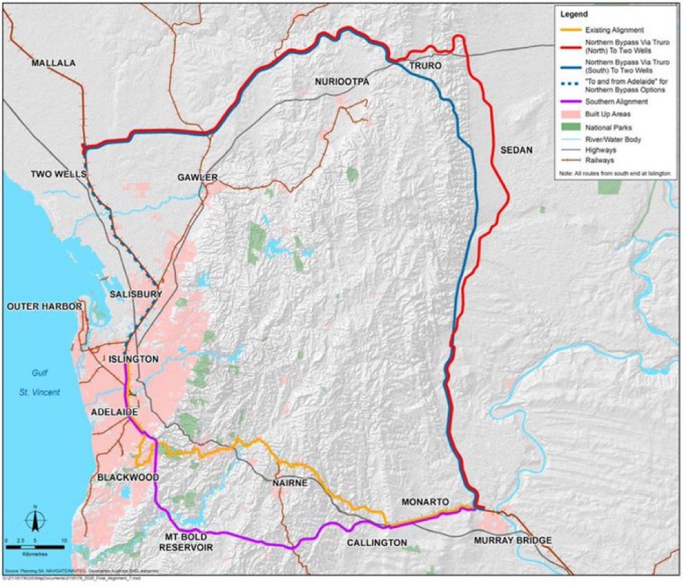 hot_rails's tweet photo. Timely reminder that the study that killed the Adelaide Hills rail bypass actually showed it was one of the highest benefit:cost ratio projects in Australia https://t.co/F0n16zLWdT