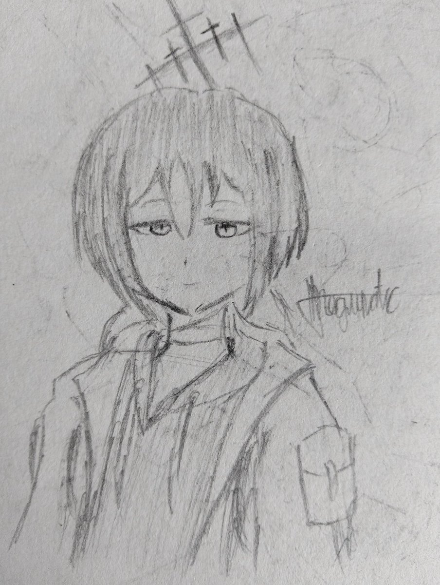 MeguNahtic's tweet photo. 3 days before I go for a research presentation
Got bored but I drew Misak https://t.co/5fYQmUd5ON