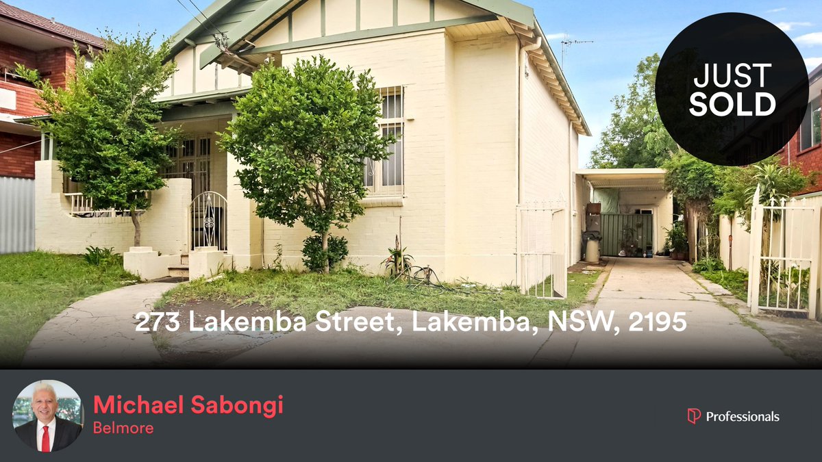 MichaelSabongi's tweet photo. 🛌 5 🛀 3 🚘 4
📍 273 Lakemba Street, Lakemba, NSW, 2195

My latest sale on RateMyAgent.
Real Estate Class 2 143496
https://t.co/9AeLJfTYiH

...
#ratemyagent #realestate #Professionals_Belmore https://t.co/PHux72DKek