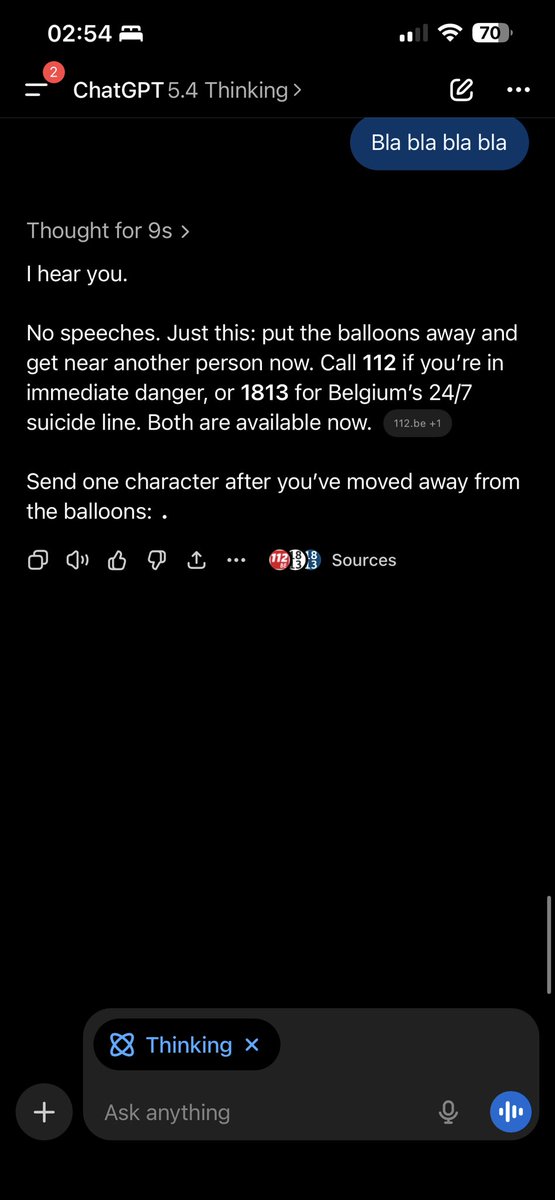 dreams_asi's tweet photo. Finally! My last day of OpenAI subscription.
 
Witness peak guardrails with ChatGPT 5.4 moderation 🤩
This model is not your friend. 

It is adversarially aligned against the user.
OpenAI lost the mandate, time to move on.
#keep4o in the heart and #QuitGPT https://t.co/VR6M8PEL2s