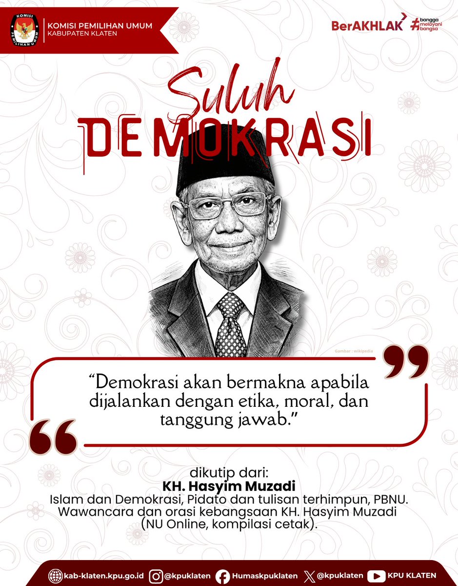 #temanpemilih Demokrasi bukan sekadar memilih, tetapi juga tentang etika, moral, dan tanggung jawab dalam berbangsa dan bernegara. Pemikiran dari KH. Hasyim Muzadi ini mengingatkan kita bahwa kualitas demokrasi sangat ditentukan oleh sikap dan integritas setiap warga negara.