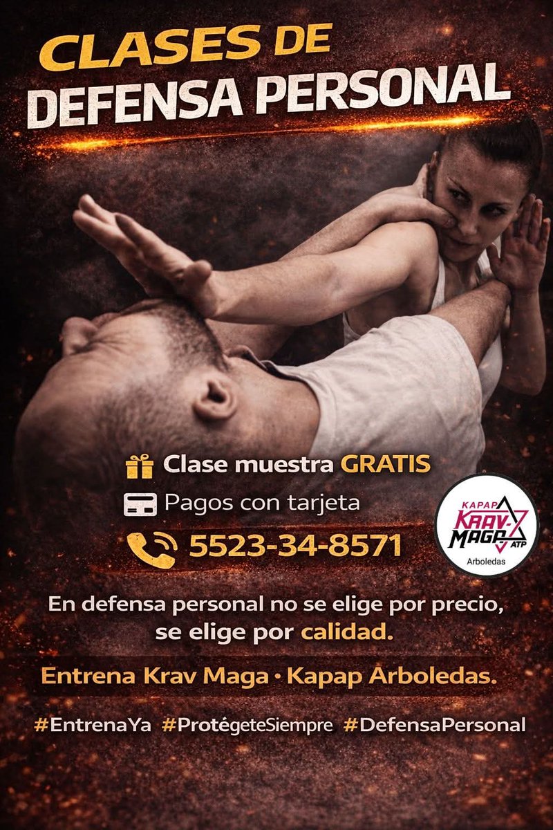 KMKAKrav's tweet image. ⚠️ La calle no avisa.

Por eso entrenamos escenarios reales, no coreografías.
En Krav Maga Kapap Arboledas enseñamos técnicas simples, directas y efectivas.

📲 Informes: 5523-34-8571
💳 Pagos con tarjeta

#DefensaReal #KravMagaKapap #SeguridadPersonal