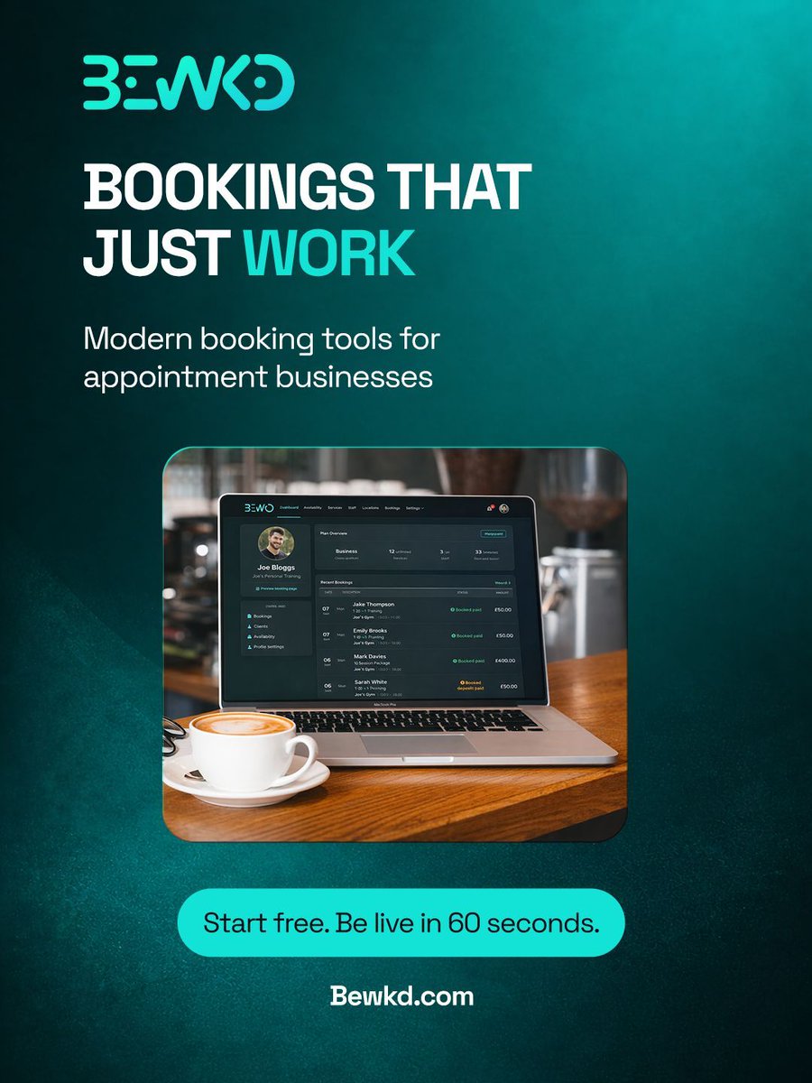 BewkdUp's tweet photo. Booking software should work quietly in the background.

Clients book. Your calendar updates. Everything stays organised.

No spreadsheets. No double bookings.

Start free. Be live in 60 seconds.

https://t.co/1qDpb4TLjt

#BookingSystem #AppointmentSoftware  #ServiceBusinesses https://t.co/36PXUNbjpN