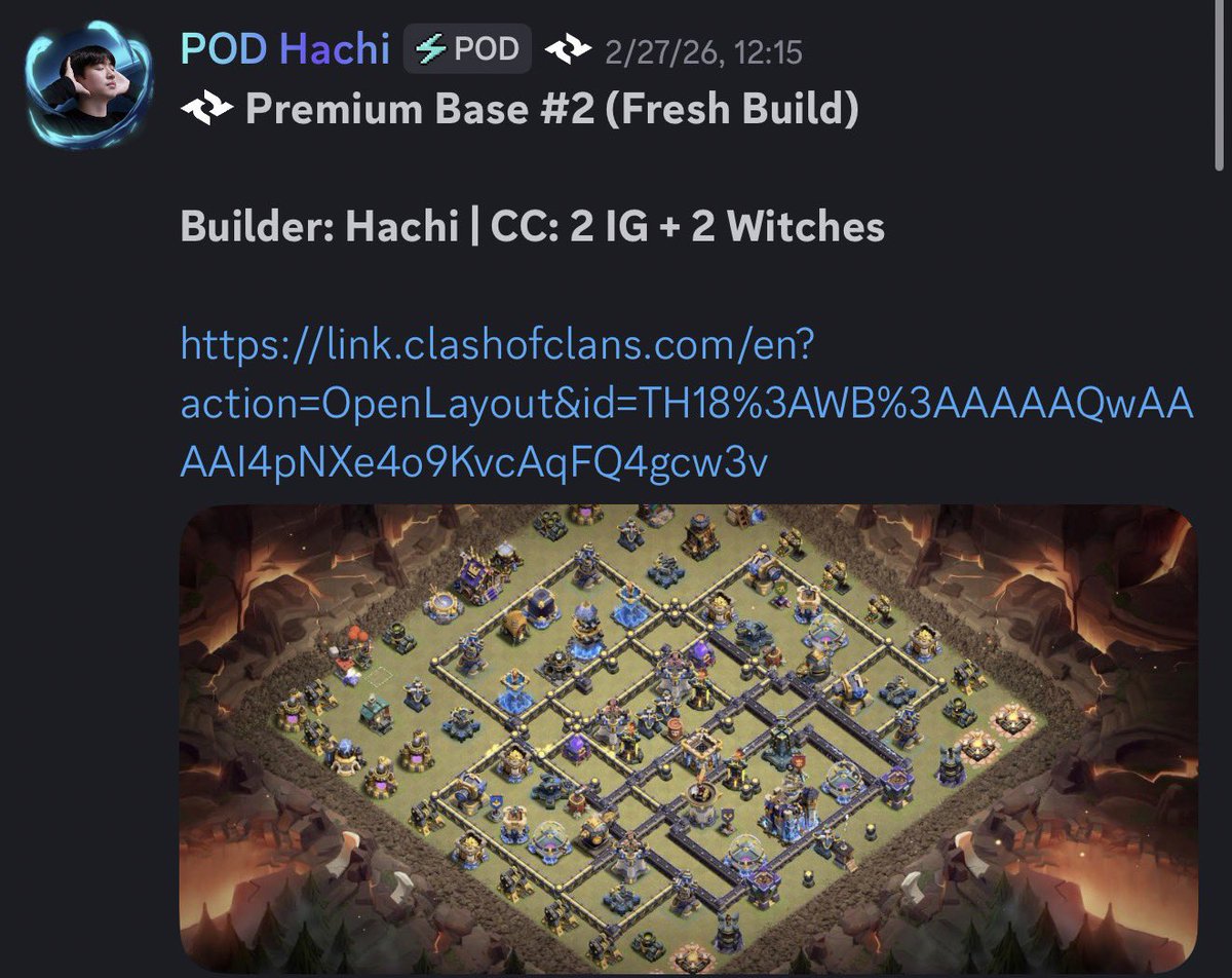 link.clashofclans.com/en?action=Open…

CC: 3 IG + 10 Arch or 6 HH + Furnace

🥘 Enjoy some fresh sauce from my Legends Hub Subscription over at <a href="/PODinsideCoC/">POD GEAR CoC</a> 

Follow for more original bases that perform in Legends!