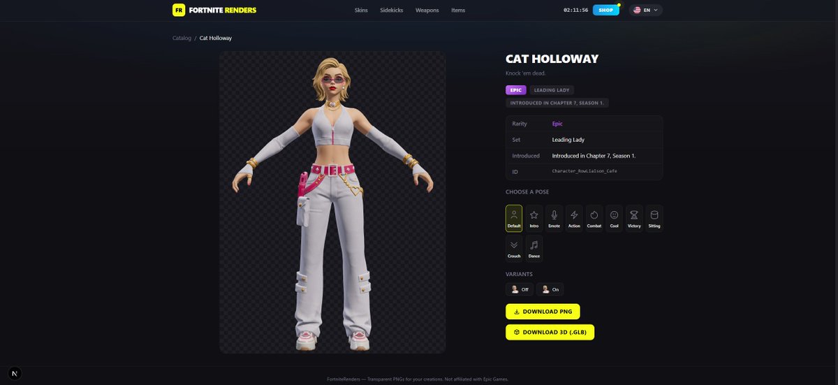 Introducing poses to the site: Real-time 3D viewer with animated presets, you can pause at any time and download the render as a PNG or 3D file instantly. It’s a massive undertaking, but once it’s finished, I know it’ll be incredibly useful for a lot of people 🛠️
#Fortnite #UEFN