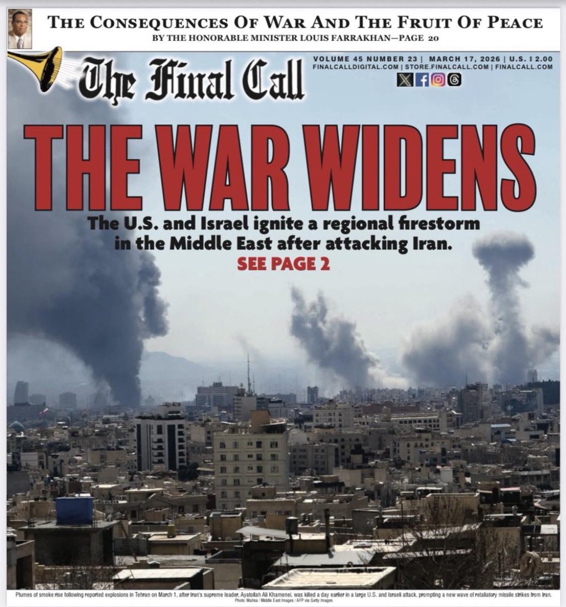BruhThahLu's tweet photo. 🎺 @TheFinalCall 📰

::New Edition:: 🌍 
THE WAR WIDENS. The U.S. and Israel ignite a regional firestorm in the Middle East after attacking Iran.

Contact  me today for details, on how to start your monthly delivery. 
#Finalcallnewspaper #Bruhthahlu #Clarksvilletn #Nashville https://t.co/5qtGT48HrD