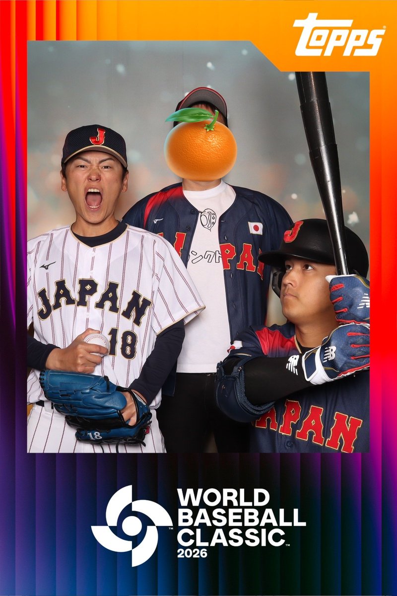 taimaidayo's tweet image. さすがふたりは撮られ慣れていてしっかり結果を残しているのに自分ときたら「J」マークが全く見えない帽子のかぶり方してしまい終わた

#山本申伸 
#大谷似翔平 
#ToppsWBC