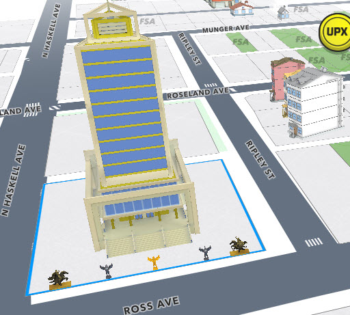 <a href="/UplandMe/">Upland</a>
#Frost5Challenge
This is my second entrry for #Frost5Challenge since the first have stacked up map assets.

Guardians of the Apex Tower located at:  
4101 Ross Avenue, Dallas, Texas

Map Assets:
2x Horus Guardian - Obsidian 
1x Horus Guard - Gold
2x Roman Centurion