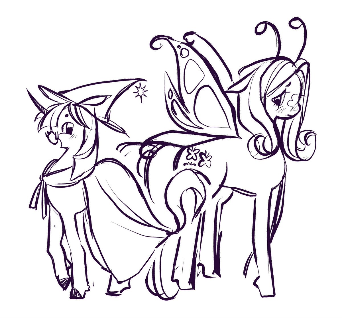 voinkol55292's tweet image. Sketches #Yuri #mlp #Twilight #Fluttershy