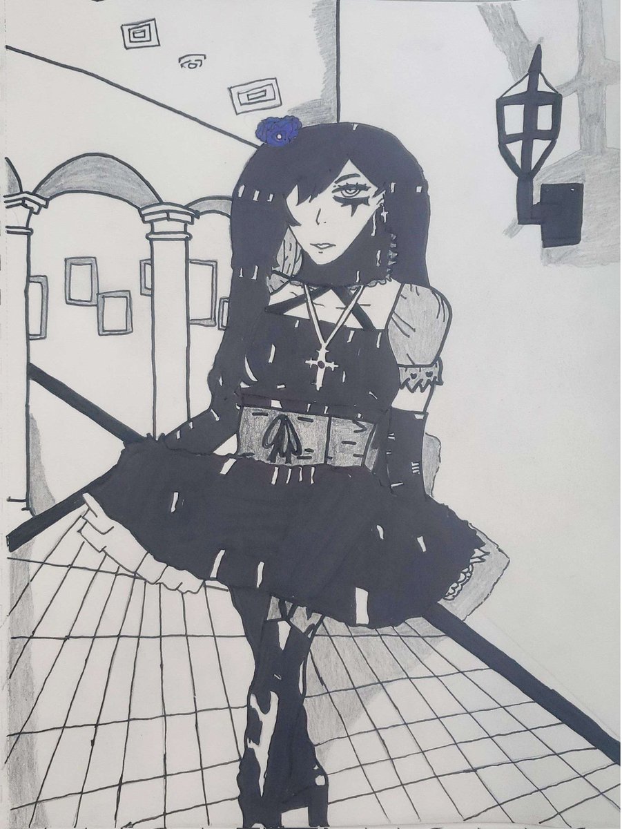 Etrcito's tweet photo. After watching "Ringu 0" I came to the conclusion that "Sadako" would have been a fan of "Visual Kei"... so that's why I made other drawings of her like "Mana-sama"... and because she looks pretty.
#Ring #SadakoYamamura #fanart #MoidixMois https://t.co/F5ktEZaGfL