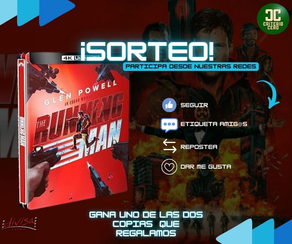🎁 SORTEO
Gracias a <a href="/DivisaFilms/">Divisa Films</a>  sorteamos 2 Steelbook 4K de The Running Man.
Para participar:
✅ Dale ❤️
✅ Síguenos
✅ Menciona a un amigo
✅ Haz repost
¡Así de fácil! 
🚀#Sorteo #TheRunningMan #4K #Steelbook #CinePublicación