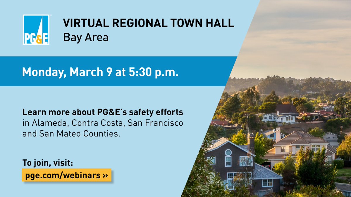 Join us tonight for a virtual town hall with Bay Area <a href="/PGE4Me/">Pacific Gas & Electric</a> leaders. Ask questions, provide feedback, or just listen in!