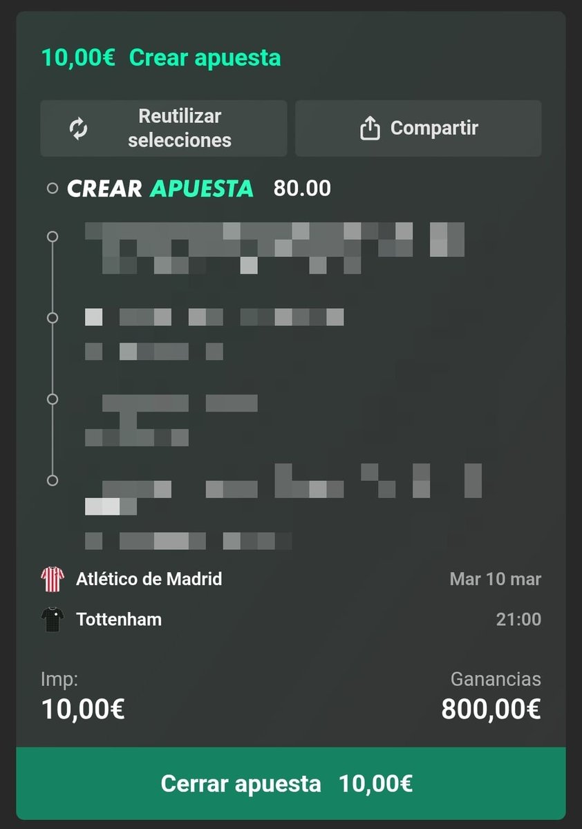Si tienes 10€, es lo más factible q hemos visto en mucho tiempo, te aconsejo sinceramente meterlo en la apuesta de hoy del Atlético- Tottenham, la ganancia sería 800€

Dinero fácil

Sólo queremos compartirla con vosotros para q no salga de aquí, deja like,rt y avisame abajo