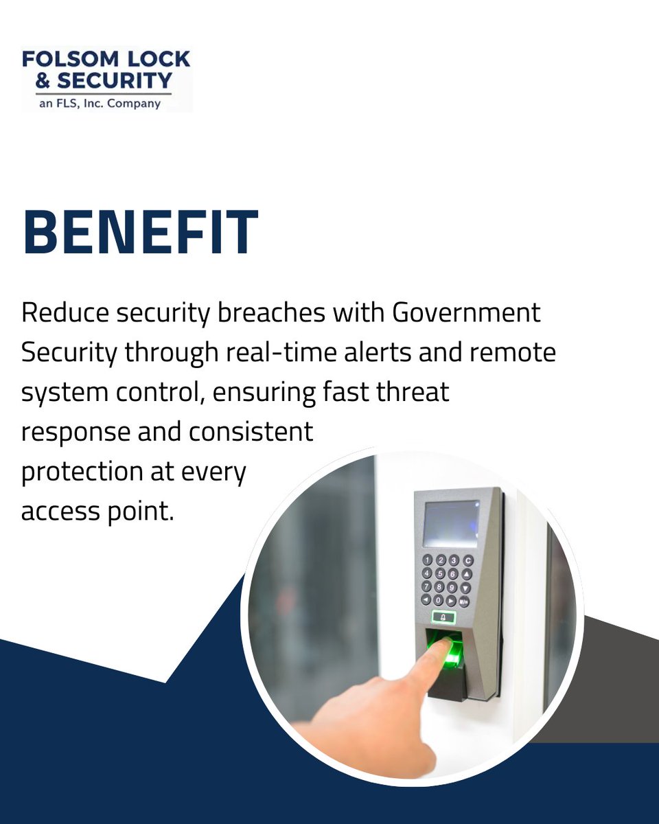 FolsomLocks's tweet image. Reduce security breaches with Government Security through real-time alerts and remote system control, ensuring fast threat response and consistent protection at every access point.

#LocksmithServices #LockInstallation
