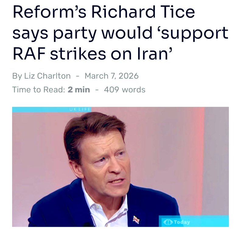 <a href="/RobertJenrick/">Robert Jenrick</a> That is an outright lie. Reform put America first before the UK. If you guys were in power we'd be spending billions and billions, our young men would be dying all for Israel's grudges.