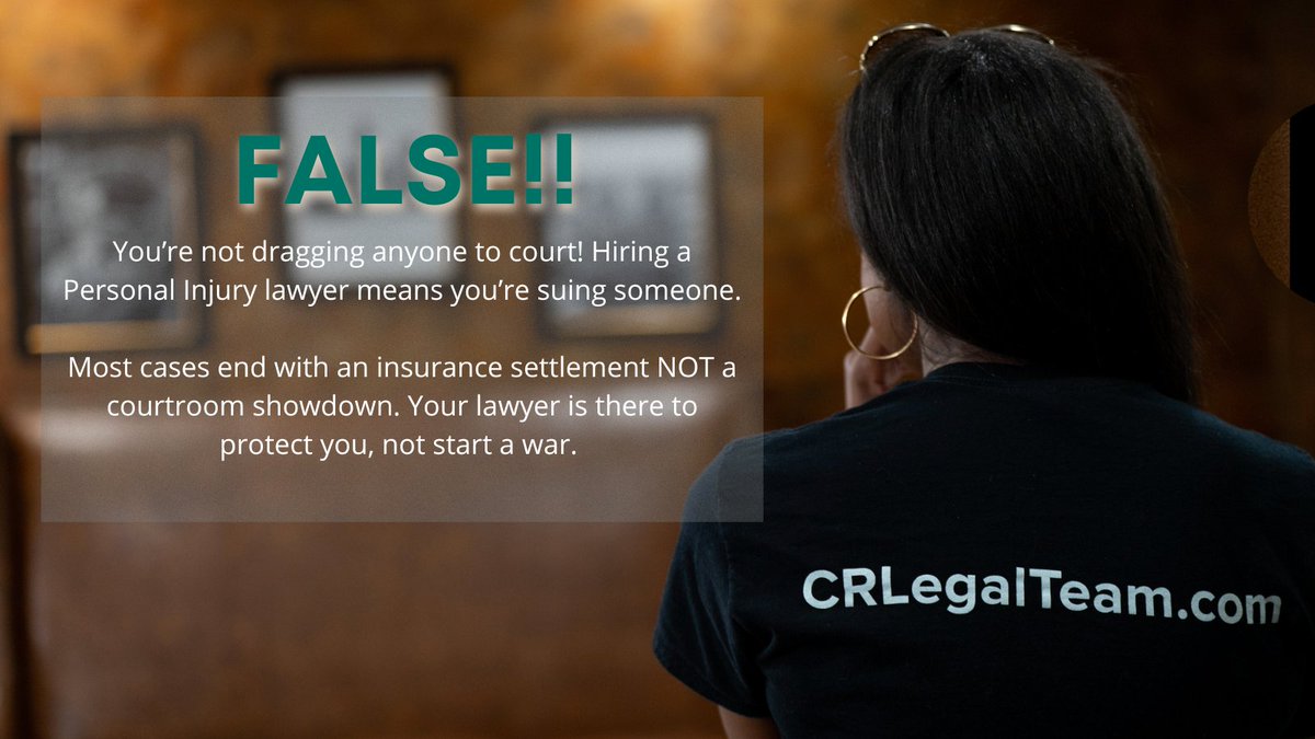 CRLegalTeam's tweet photo. True or False? Hiring a #PersonalInjury Attorney means you'll end up dragging someone into court and paying insane amounts of money to sue them! 

If you have any questions reach out to CR Legal Team! 
https://t.co/c3tCVggAvq or 888-THE-TEAM
#NorthCarolina #TipsandTricks #Raleigh https://t.co/PiWSu3ktPz