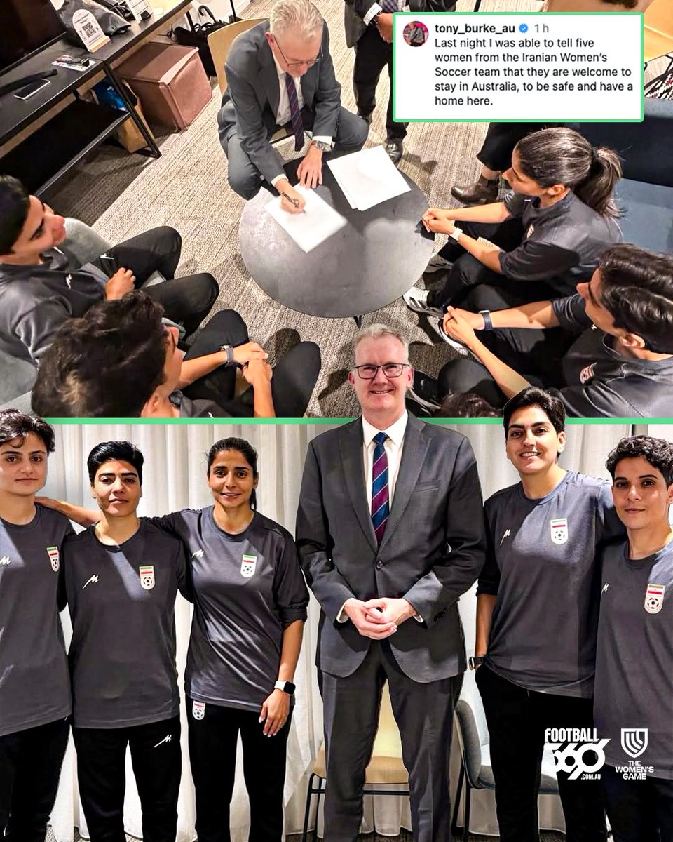 Extraordinary images to wake up to in Australia this morning ❤️🇦🇺

Five members of the Iranian national team have been granted humanitarian visas to remain in Australia after the Women's Asian Cup after being rescued in Brisbane last night.

According to Home Affairs Minister