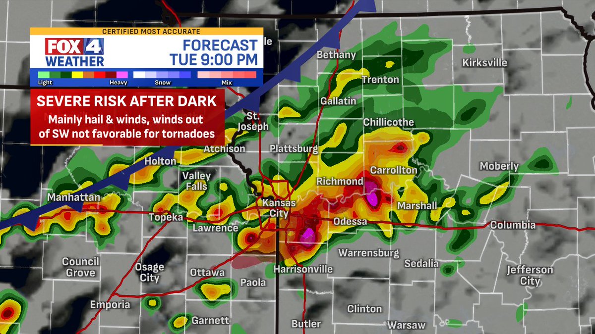 Tuesday's severe risk for Kansas City remains Level 2, as a cold front ...