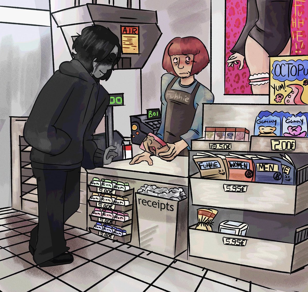 4ppI3s's tweet photo. rockstar what the hell are you buying kill kill kill this took too long kill #ninah #noimnotahuman #cashiergirl #rockstar / #grayscaleguy what do you call him i dunno bro😞😞😞 https://t.co/h8T4QaSFYw