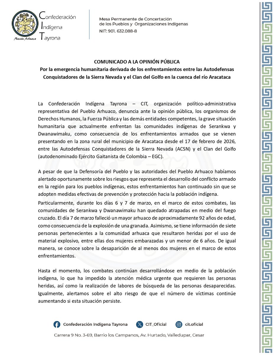 Confederación Indígena Tayrona tweet media