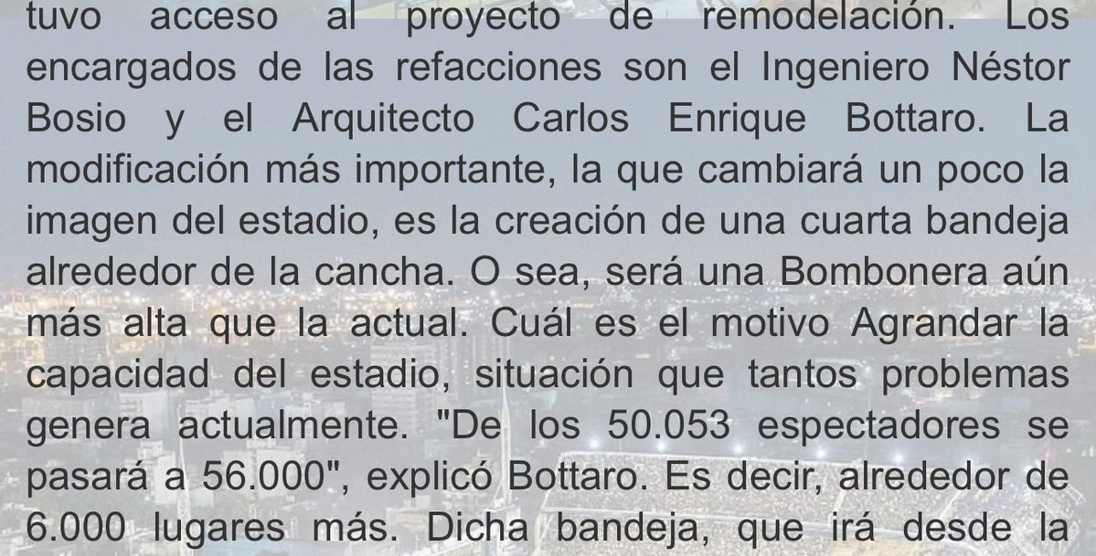 "De 50.053 espectadores se pasará a 56.000".

Eso informaba Boca en 2008.

Parece que al final hicieron la cuarta bandeja invisible, porque la capacidad la aumentaron igual.