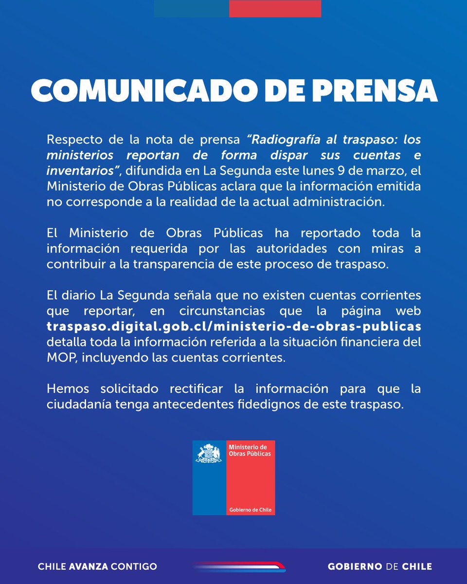 Ministerio de Obras Públicas🇨🇱 tweet media