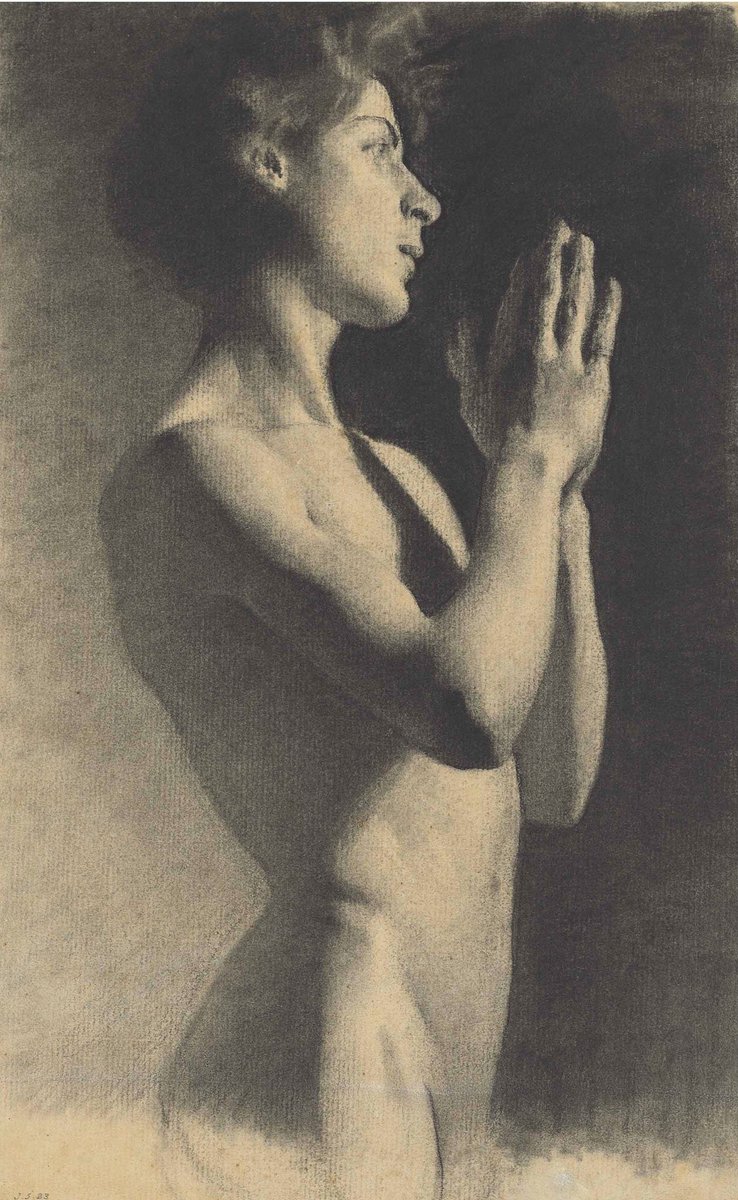 John Singer #Sargent (American, 1856-1925) - Light and Shade - charcoal, c 1883