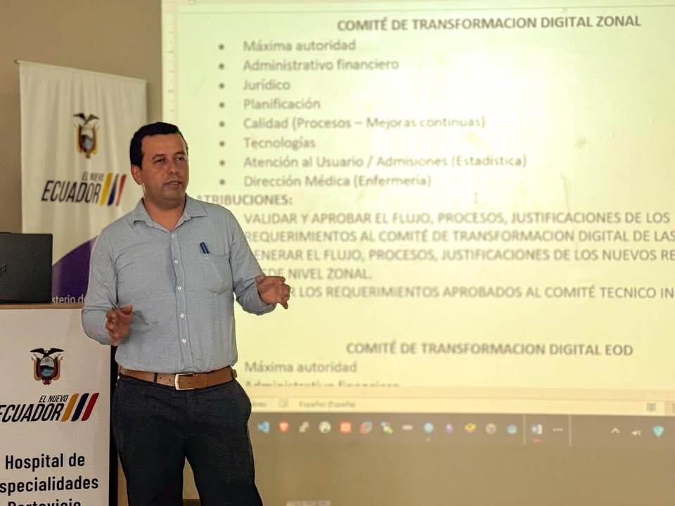 DPManabiSalud's tweet photo. #ElNuevoEcuador | Gerentes de hospitales y directores distritales reciben la socialización del proyecto de Transformación Digital, cuyo objetivo es presentar los lineamientos, alcances
y acciones previstas dentro del proceso de modernización tecnológica del sistema de
salud. https://t.co/1AAwSW5TFm
