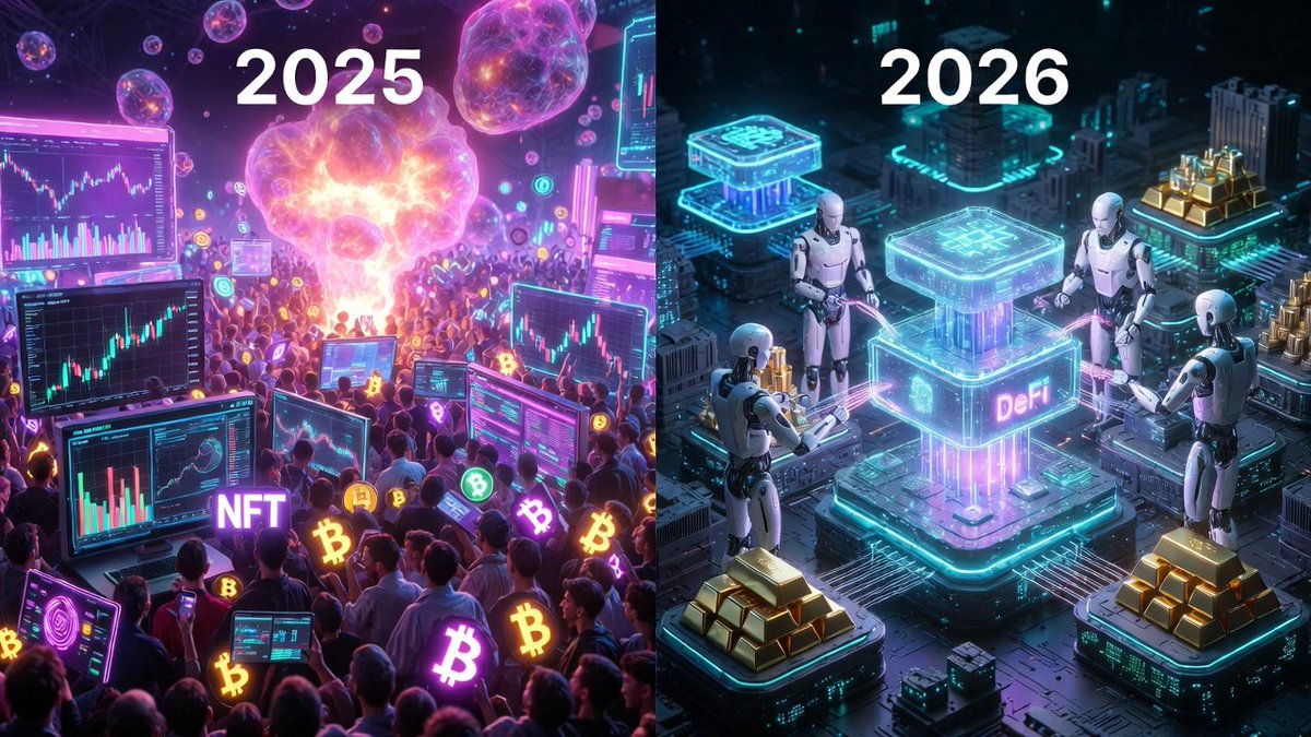 LauLearnX's tweet photo. Web3 2025 vs. 2026:

Hype fades, utility rises (DeFi treasury, AI agents).

My prediction: Modular chains dominate. Agree?

#Web3Evolution https://t.co/LWJV7cAhSR