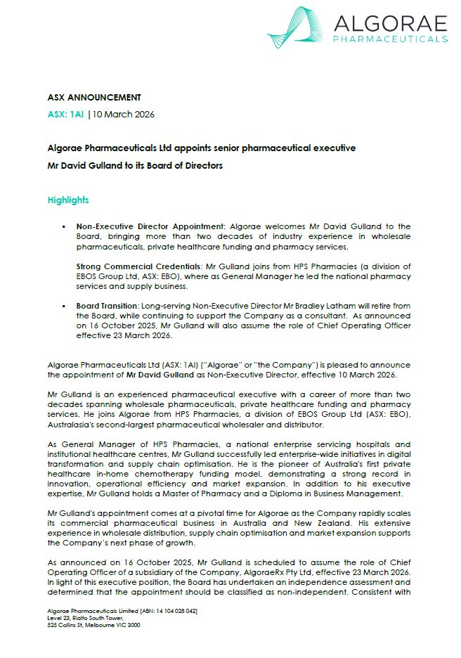 Algorae Pharmaceuticals tweet media