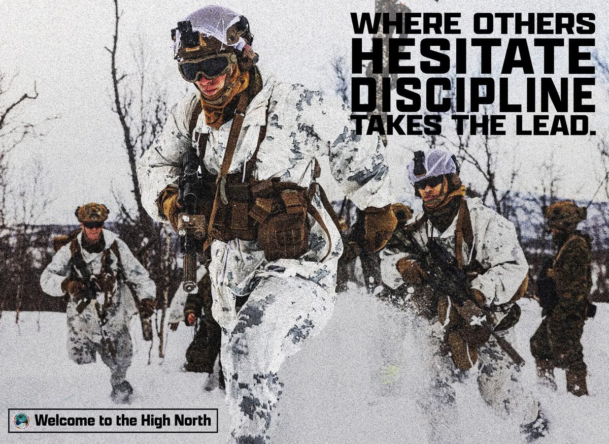 USMCFEA's tweet photo. Where others hesitate, discipline takes the lead.
U.S. Marines train in Norway's
Arctic environment ahead of exercise Cold Response 26.
Combined tactics and maneuver with NATO allies ensure forces can operate seamlessly in the High North.
#CORE26 #ArcticSentry https://t.co/liDE5rOGxO