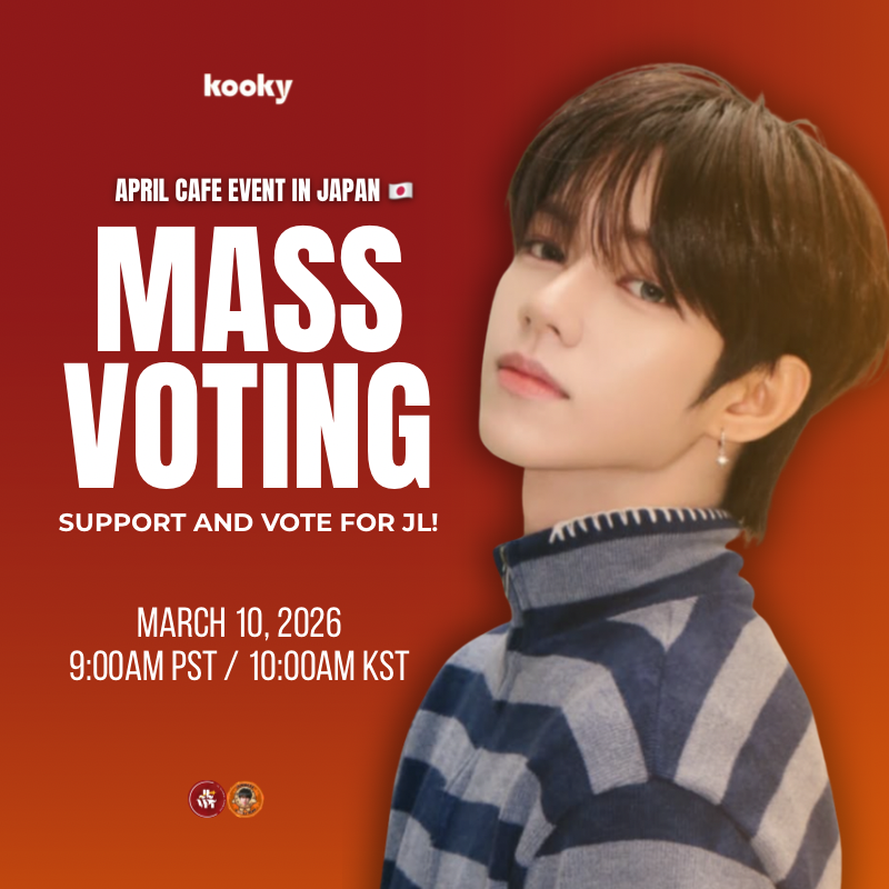 🚨 APRIL CAFÉ EVENT IN JAPAN MASS VOTING 🚨

Byeolbitdan/Starflares and JL stans, this is it - our FINAL push! 

Let’s unite and show our strength as we support and vote for JL. Every vote brings us closer to securing the Japan cafe event for JL. Let’s finish strong together! ✨