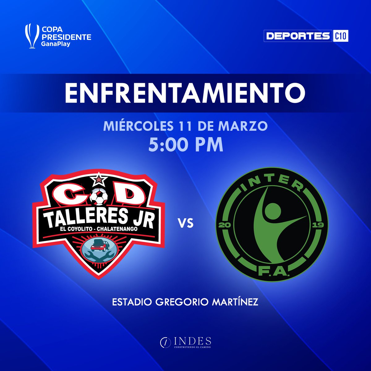 Canal10Sv's tweet photo. Este miércoles disfruta del duelo entre Talleres Jr y el @InterFA_ por la definición del grupo F de la Copa Presidente 2026.

¡La emoción y todos los datos por nuestra señal de televisión! 📺

#LaCopaXC10 https://t.co/ltoxhXktnV