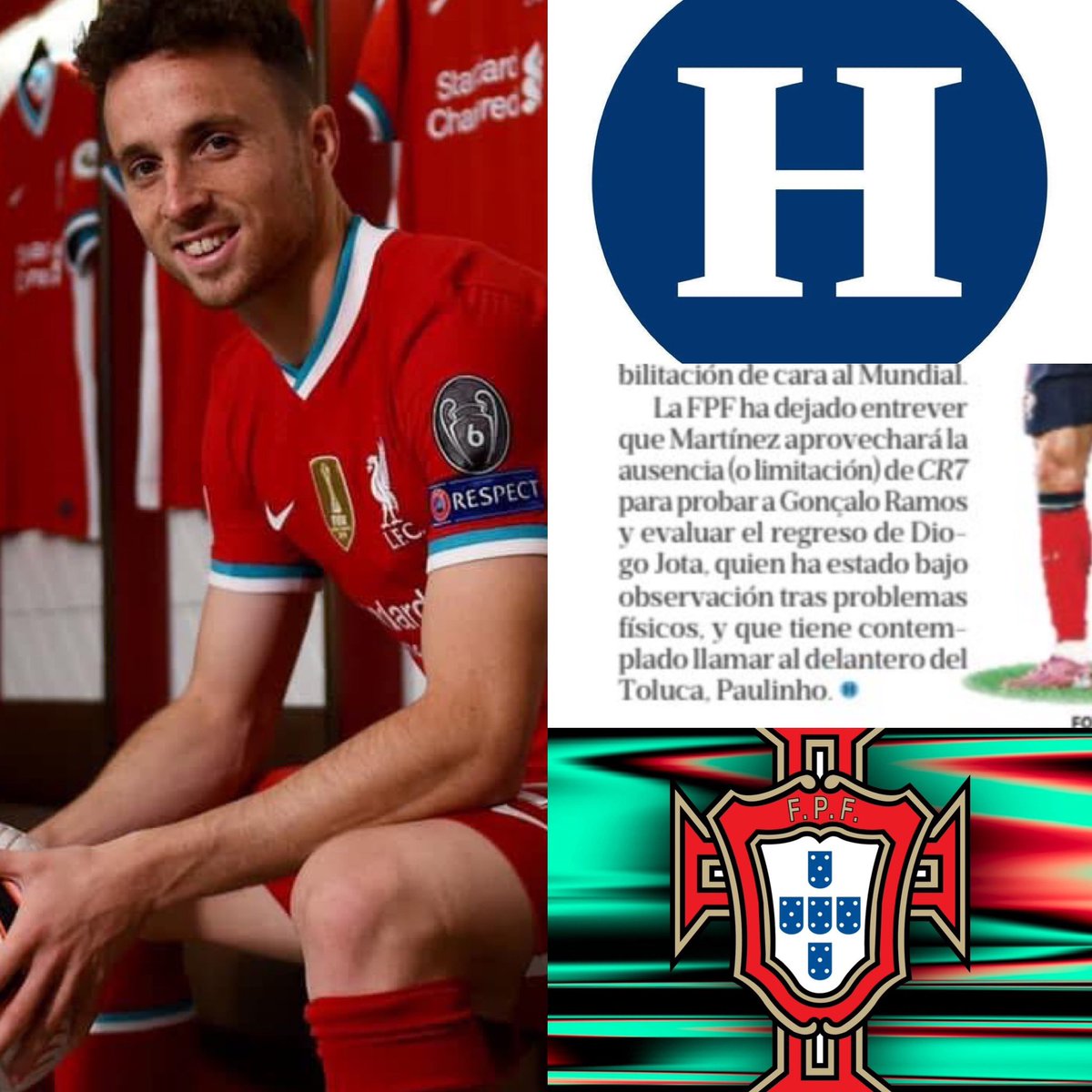 El director de Deportes del medio de comunicación El Heraldo subió esta nota en su cuenta oficial sobre el México vs Portugal y mencionó que por la posible ausencia de Cristiano Ronaldo en el partido…se evaluaría el regreso de Diogo a la Selección. La situación es que Diogo