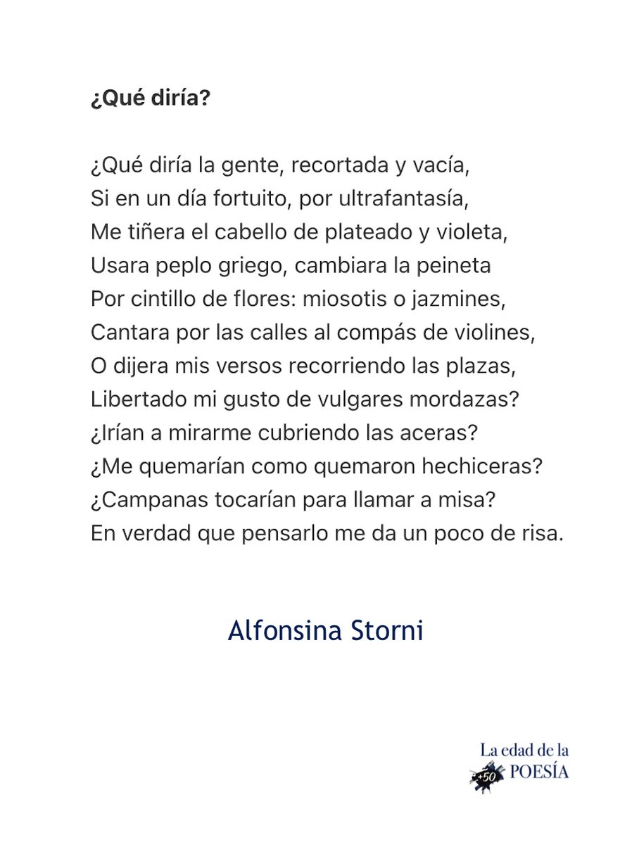 edaddelapoesia's tweet photo. ¿Qué diría?
#Alfonsina Storni

#LaEdadDeLaPoesía

#poesía +50 #poemas #verso #clubdepoesía https://t.co/IRp9RUmVE8