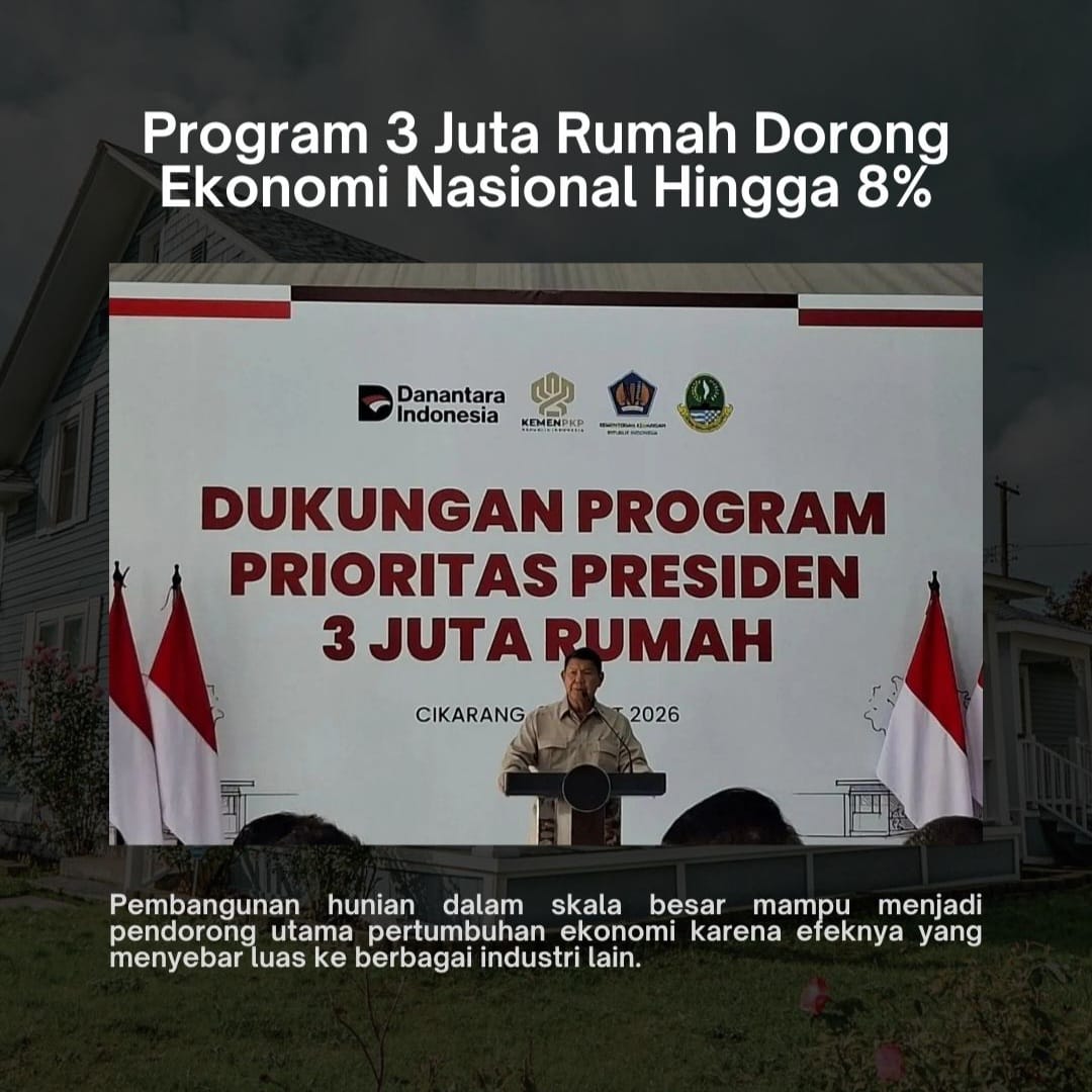 Program 3 juta rumah yang menjadi motor penggerak pertumbuhan ekonomi nasional hingga 8% #3JutaRumah