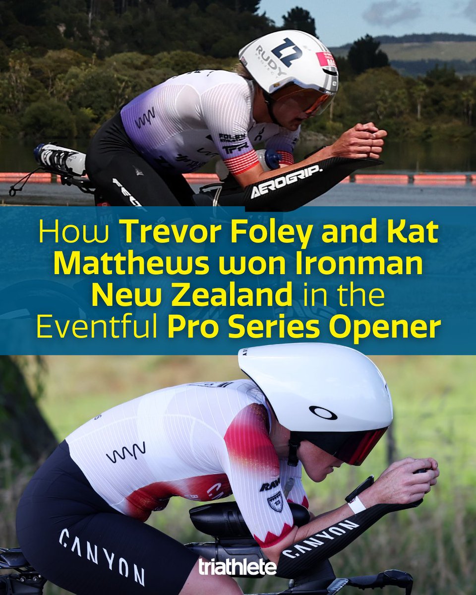 TriathleteMag's tweet photo. In the 2026 Ironman Pro Series opener, Kat Matthews stormed to a course-record win, while the men’s race came down to the wire as Trevor Foley snatched victory in the final third of the marathon. https://t.co/nAI8iXa9gB https://t.co/Vr45qsHG0m