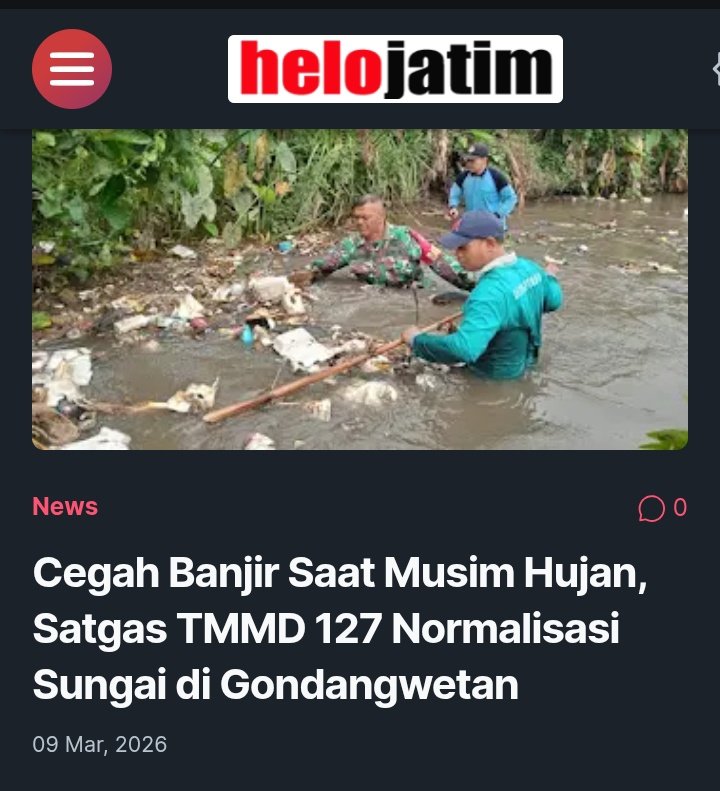 <a href="/0819Kodim/">Kodim0819Pasuruan</a> Cegah Banjir Saat Musim Hujan, Satgas TMMD 127 Normalisasi Sungai di Gondangwetan
helojatim.com/2026/03/cegah-…