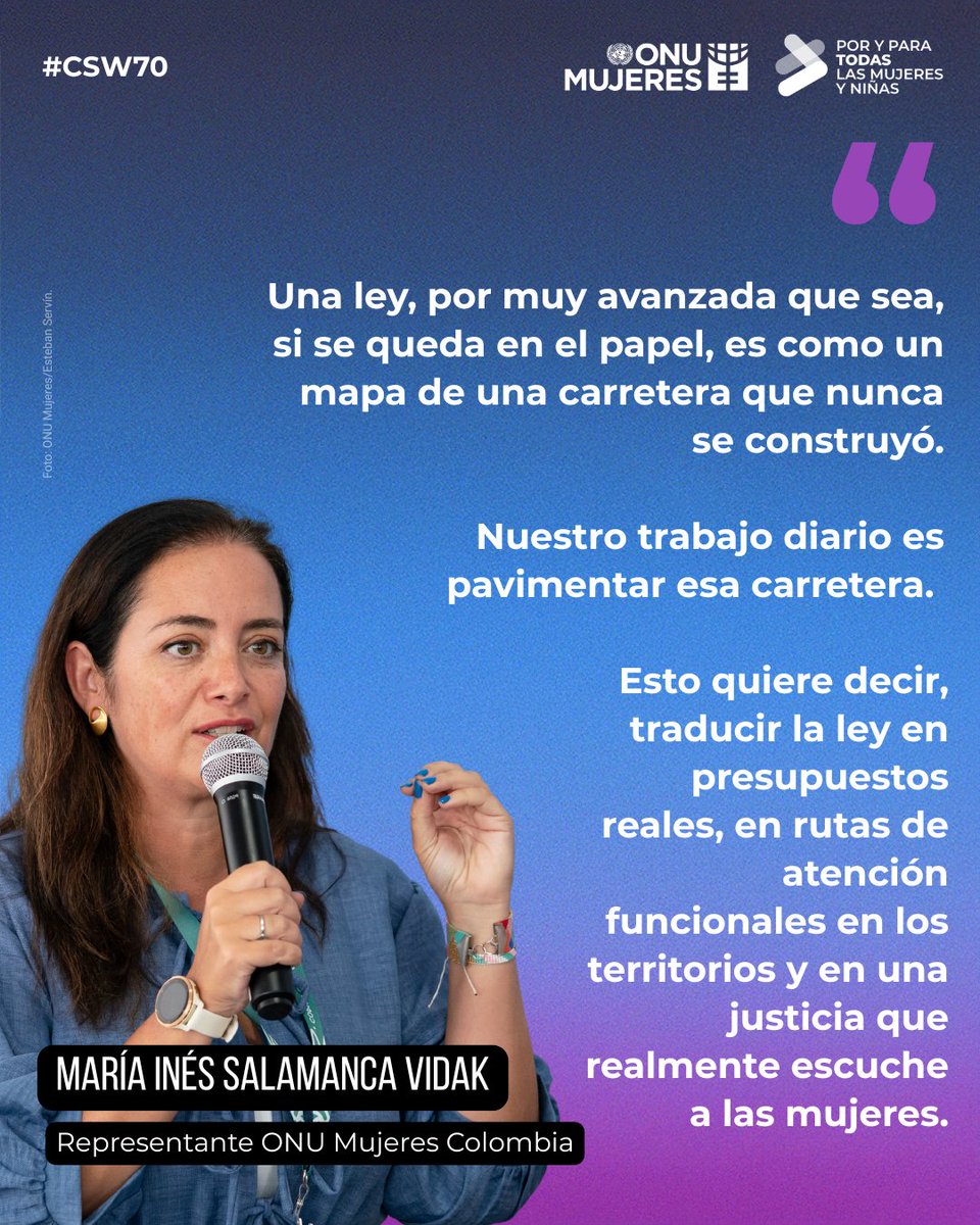 ONUMujeresCol's tweet photo. Junto a la Canciller de Colombia, sociedad civil y socias de #ProDefensoras, acompañamos al Estado colombiano en su evento paralelo en la #CSW70 sobre acceso a la justicia y paz en casos de violencia sexual contra mujeres y personas LGBTIQ+.

@NoruegaenCOL

#PorYParaTodas https://t.co/vtLkQgYWZR