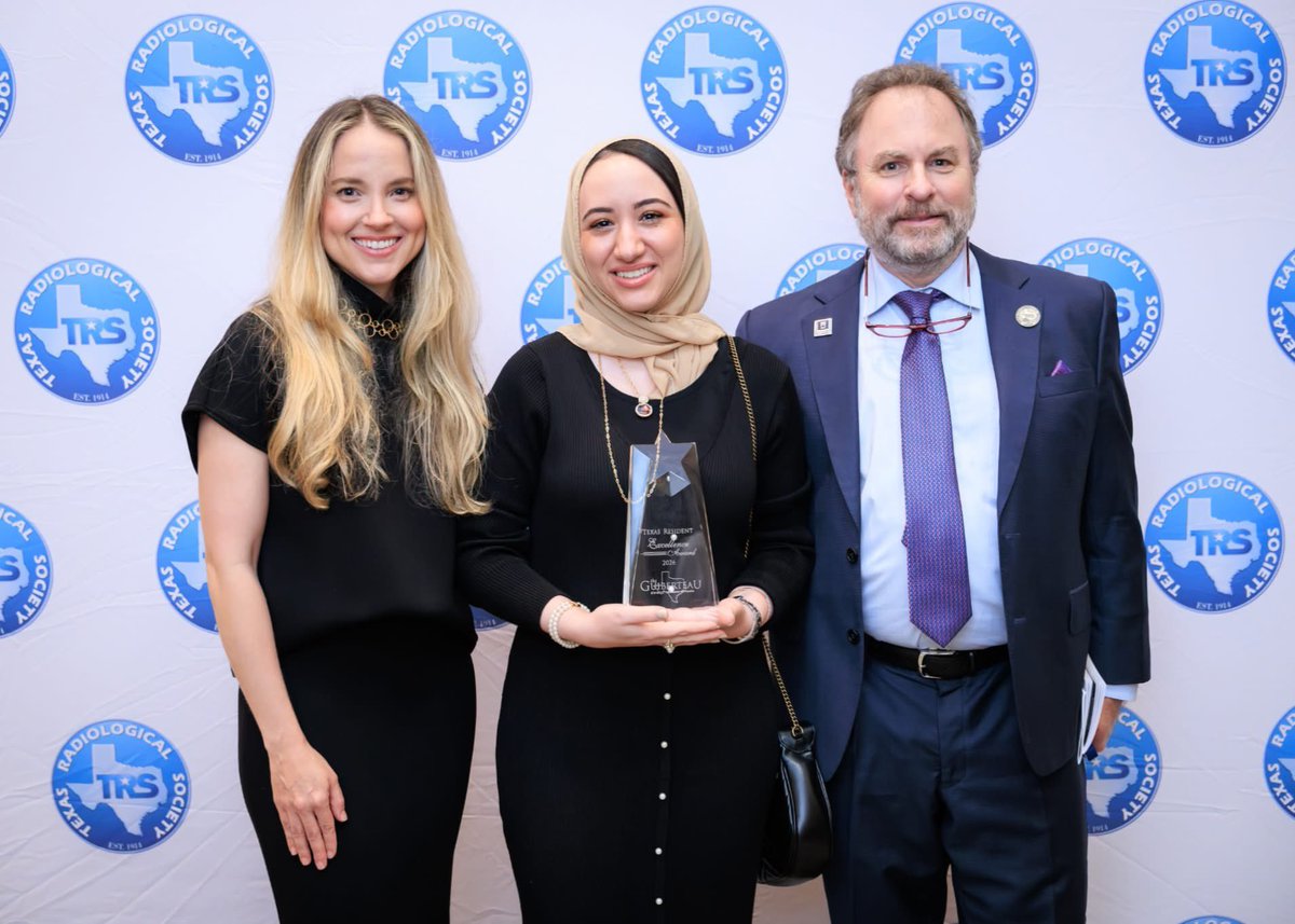 TxRadSociety's tweet photo. Congratulations to @ghannam_sammar of @UTHealthSARad on being awarded the 2026 Guiberteau Award for Resident Excellence last month at the #TRS2026 Awards Dinner.   
#ResidentExcellence #UTHealthSanAntonio #RadiologyCommunity #TRS2026 https://t.co/geadgkoZVp