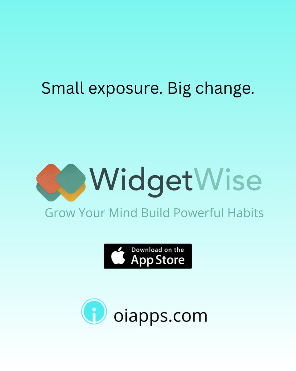 oi_apps's tweet photo. Turn your phone into a tool for growth.
WidgetWise helps you develop:
Positive habits
Strong mindset
Daily goals
Useful knowledge
All through simple daily exposure.
Growth made effortless.
#WidgetWise 
#HabitBuildingApp
#DailyMindset
#GrowthHabits https://t.co/smBDkfjRrW https://t.co/oZ1QcK2MTP